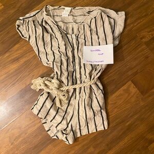 Striped Romper with Rope Belt